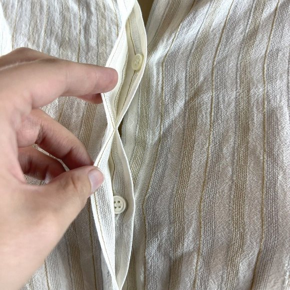 Theory Easy Shirt Size Small Corded Texture Ivory Multi Striped Cuffs Career Top - Picture 7 of 13